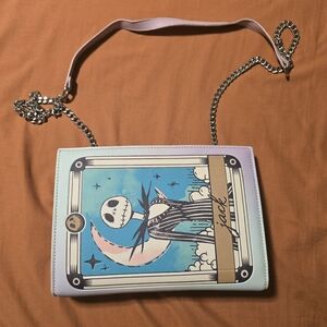 Bioworld Crossbody Bag with Jack Skellington Design - Blue and Black